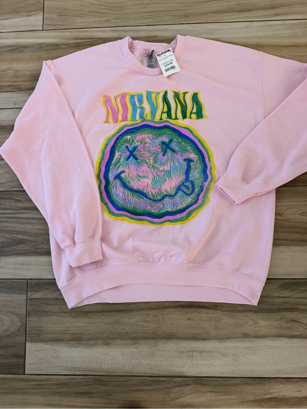 Gildan Pink Nirvana Graphic Crewneck Sweatshirt - Multicolor Print